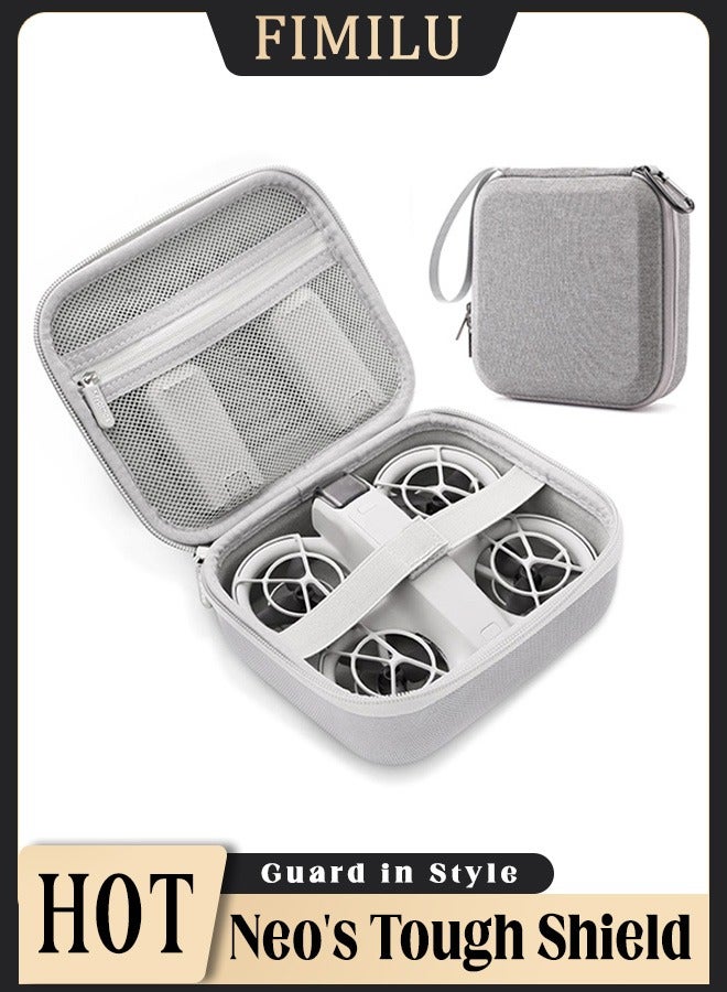 فيميلو حقيبة نيو للحمل الصلب، حقيبة محمولة للسفر مع حزام مقبض على شكل خطاف لطائرة DJI Neo Drone، حقيبة صغيرة ل DJI Neo Drone وملحقاتها من البطاريات، مناسبة للسفر والتخزين المنزلي - رمادي - Image 1