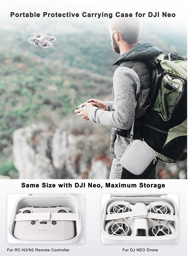 فيميلو حقيبة نيو للحمل الصلب، حقيبة محمولة للسفر مع حزام مقبض على شكل خطاف لطائرة DJI Neo Drone، حقيبة صغيرة ل DJI Neo Drone وملحقاتها من البطاريات، مناسبة للسفر والتخزين المنزلي - رمادي - Image 4