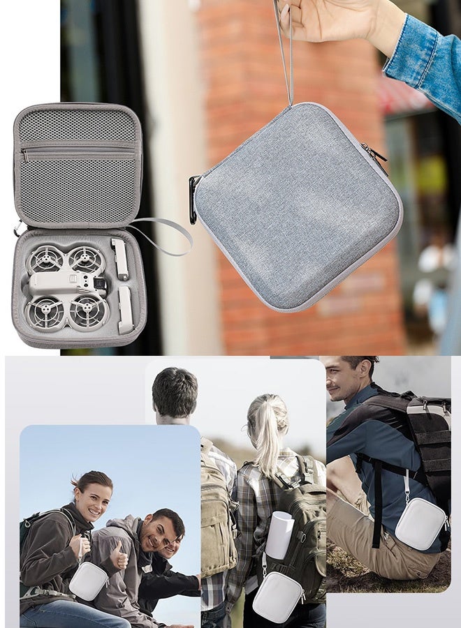 فيميلو حقيبة نيو للحمل الصلب، حقيبة محمولة للسفر مع حزام مقبض على شكل خطاف لطائرة DJI Neo Drone، حقيبة صغيرة ل DJI Neo Drone وملحقاتها من البطاريات، مناسبة للسفر والتخزين المنزلي - رمادي - Image 3