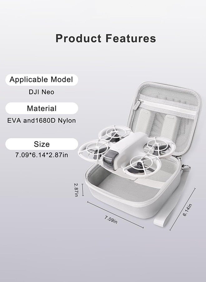 فيميلو حقيبة نيو للحمل الصلب، حقيبة محمولة للسفر مع حزام مقبض على شكل خطاف لطائرة DJI Neo Drone، حقيبة صغيرة ل DJI Neo Drone وملحقاتها من البطاريات، مناسبة للسفر والتخزين المنزلي - رمادي - Image 5