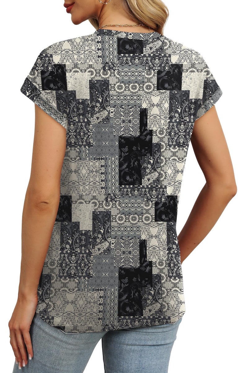 Alaroo Boho Tops for Women Summer Shirts Short Sleeve Spring Clothes Crew Neck Cute Trendy Vacation Outfits Tunic Blouses Print 56 M - Image 5