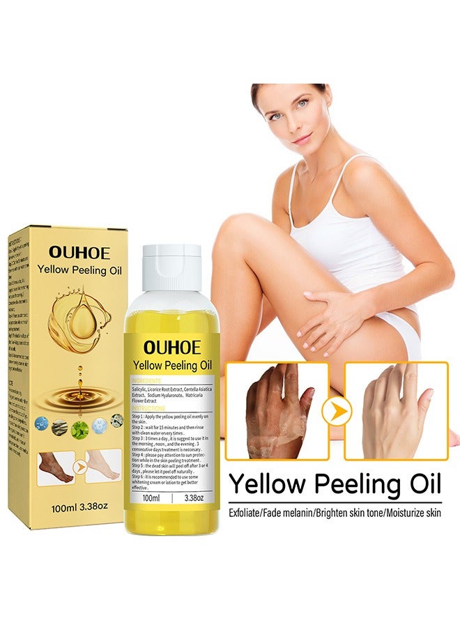 OUHOE 100ml Super Strength Yellow Peeling Oil Exfoliating Dark Skin for Body, Yellow Peeling Oil Body Whitening Skins, Butter Peeling Lightening Brighten Complexion for Cleansing and Moisturizing - Image 1