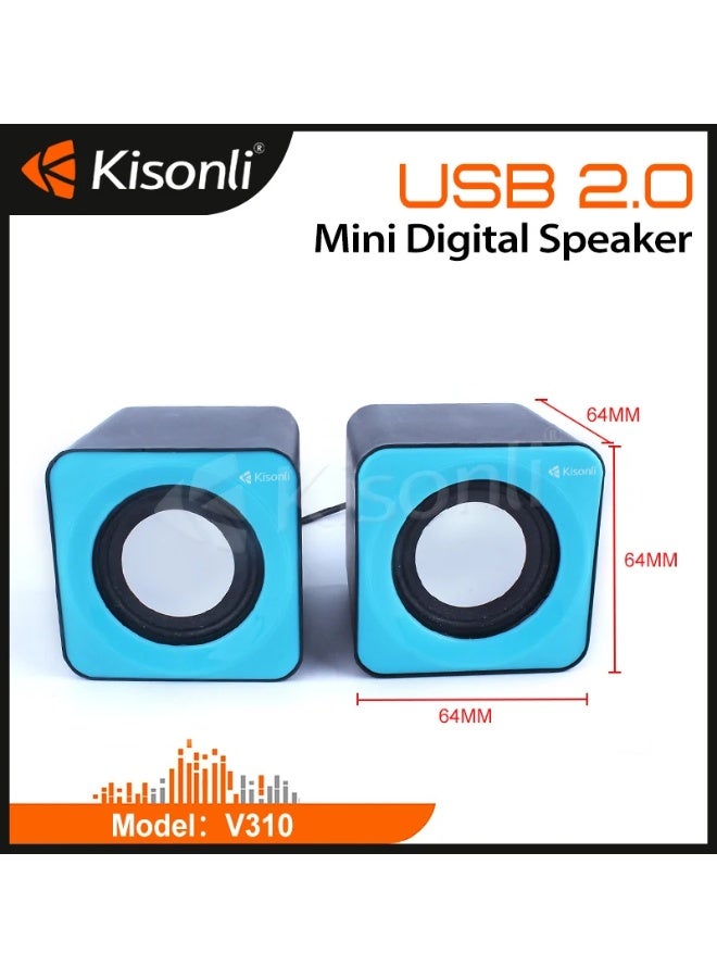 كيسونلي مكبر صوت Kisonli V310 سلكي صغير للكمبيوتر واللابتوب – صوت قوي بتصميم مدمج - Image 3