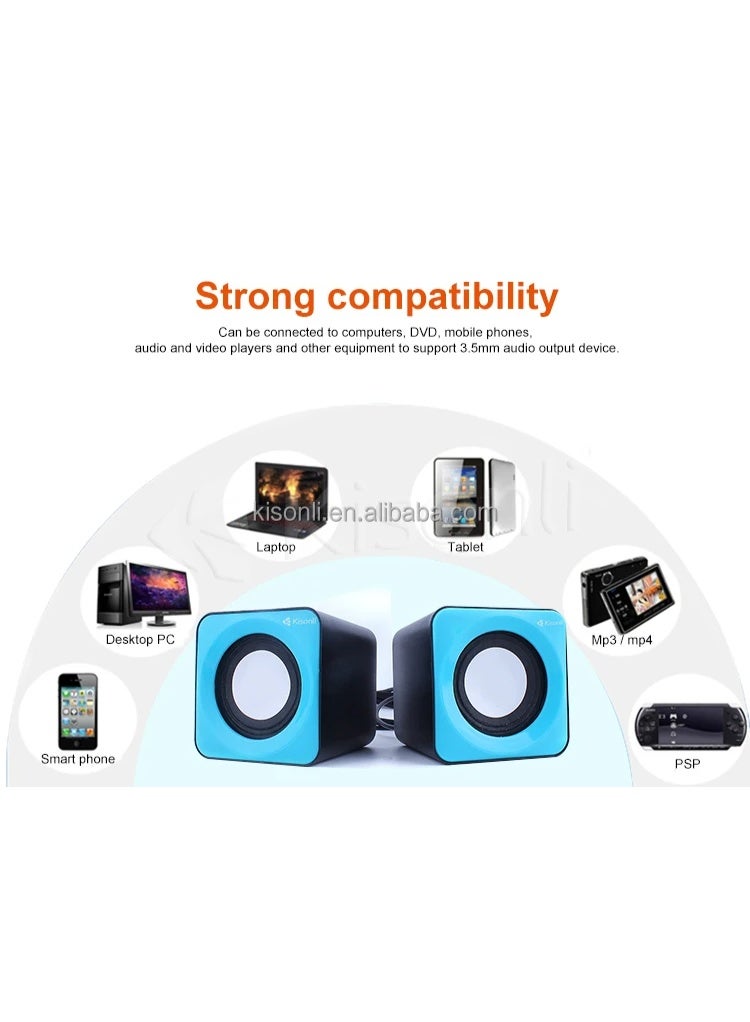 كيسونلي مكبر صوت Kisonli V310 سلكي صغير للكمبيوتر واللابتوب – صوت قوي بتصميم مدمج - Image 2