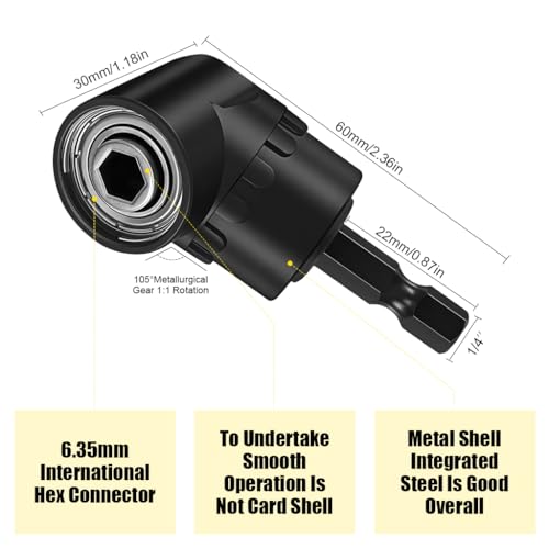 Serplex® 17Pcs Flexible Drill Bit Extension, Include 3Pcs Rotatable Socket Adapter 2Pcs Hex Shank 105° Right Angle Drill Attachment 10 Short Screwdriver Bits 90° Angled Bits and Bendable Extension - Image 5