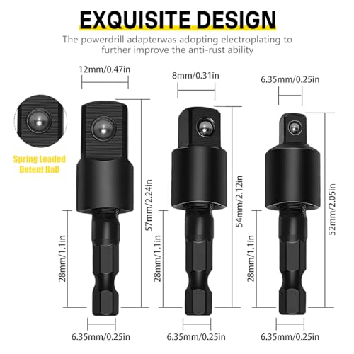 Serplex® 17Pcs Flexible Drill Bit Extension, Include 3Pcs Rotatable Socket Adapter 2Pcs Hex Shank 105° Right Angle Drill Attachment 10 Short Screwdriver Bits 90° Angled Bits and Bendable Extension - Image 4