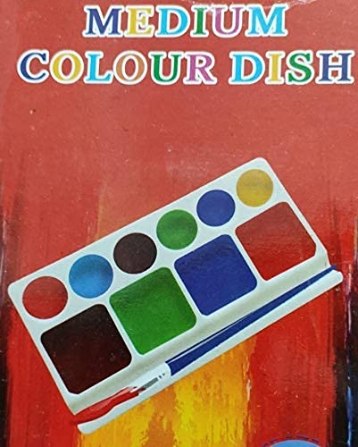 FIRST CLICK Art 10 Wells Medium Palette Size 9cm X 16cm, Brush Set Round & Flat + 12 Shade Rangeela Water Color - Image 3
