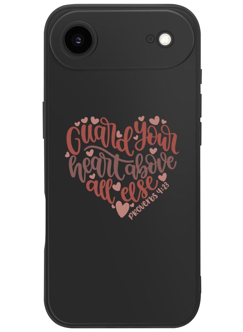 Theodor Protective Slim Fit Case Liquid Silicone Cover with Full Body Protection Anti-Scratch Shockproof Case For Apple iPhone 17 Air (Black) Guard your heart above all else - Image 1