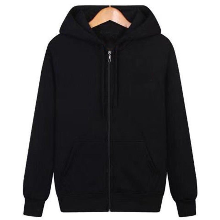 Mens Zip-Up Hoodie 2023 Fleece Warm Winter Coat Velvet Black Solid Color Cardigan Jacket