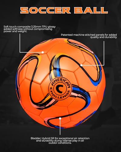 American Challenge Brasilia Soccer Ball – Sizes 5, 4, 3 & 2 – Youth & Adult Training Soccer Ball for Practice, Games & Grass Fields - Image 2