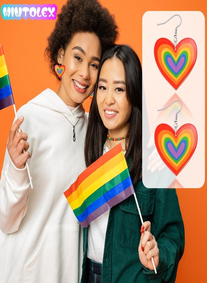 Mintolex LGBT Rainbow Heart Dangle Earrings for Women Men LGBTQ Bisexual Trans Lesbian Pride Gifts with Progress Flag Acrylic Jewelry Accessories - Image 4