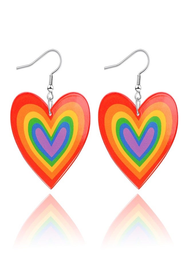 Mintolex LGBT Rainbow Heart Dangle Earrings for Women Men LGBTQ Bisexual Trans Lesbian Pride Gifts with Progress Flag Acrylic Jewelry Accessories - Image 1