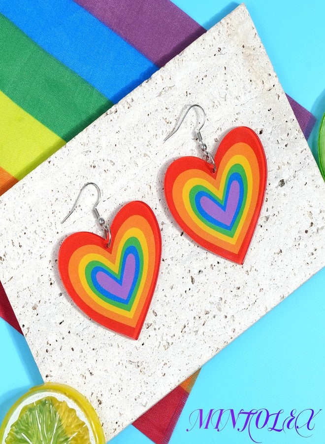 Mintolex LGBT Rainbow Heart Dangle Earrings for Women Men LGBTQ Bisexual Trans Lesbian Pride Gifts with Progress Flag Acrylic Jewelry Accessories - Image 5