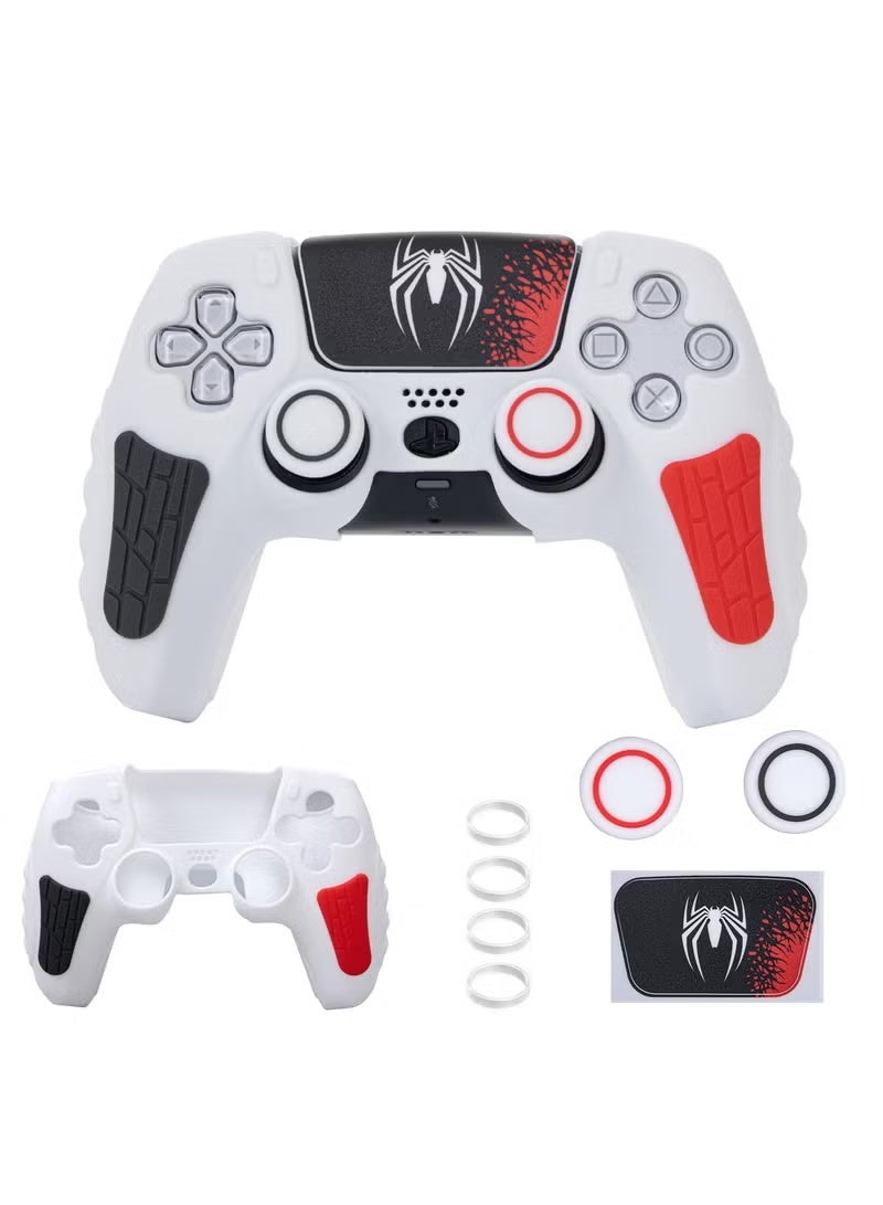 غطاء حافظة لجهاز تحكم بلايستيشن 5، غطاء سيليكون ضد الانزلاق لجهاز التحكم اللاسلكي PS5 مع أغطية مقابض الإبهام، واقيات عصا التحكم وملصق غلاف - أبيض - Image 1