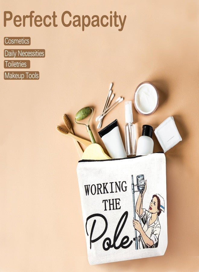 ANEETAFAN ER Nurse Gift,Nurse Gifts for Women Funny Makeup Bags,Working The Pole,Gifts for Nurses Pencil Makeup Pouch Bag with Zipper, Nurse Graduation Gift,Nurses Day Gift,RN Nursing Bag for Work - Image 3