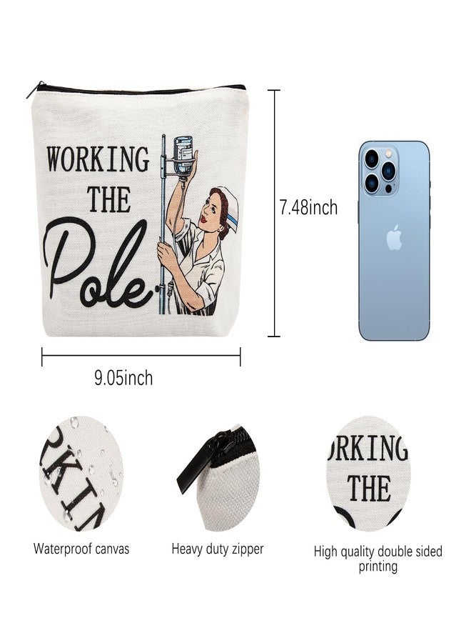 ANEETAFAN ER Nurse Gift,Nurse Gifts for Women Funny Makeup Bags,Working The Pole,Gifts for Nurses Pencil Makeup Pouch Bag with Zipper, Nurse Graduation Gift,Nurses Day Gift,RN Nursing Bag for Work - Image 2