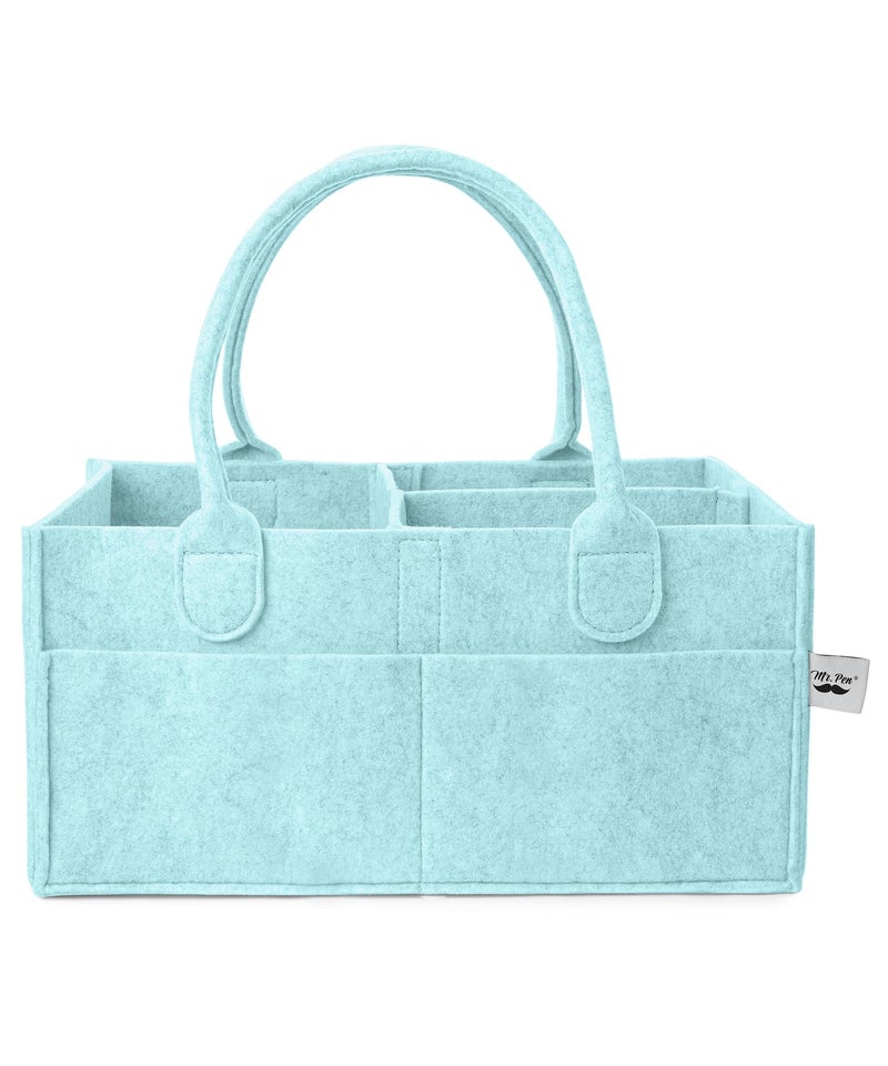 Mr. Pen Mr Pen Baby Diaper Caddy Organizer Light Blue Nursery Storage Bin and Car Organizer for Diapers and Baby Wipes - Image 2