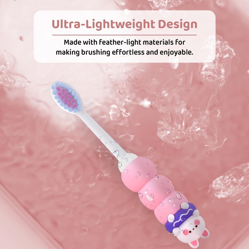 StarAndDaisy Baby Tooth Brush/Manual Toothbrush 1 Year + Kids With Soft And Fluffy 10000 Gentle Bristles, 80 Micron Split-Beam Bristle, Non-Slip Comfortable Dinosaur Handle (Teddy-Green) - Image 2