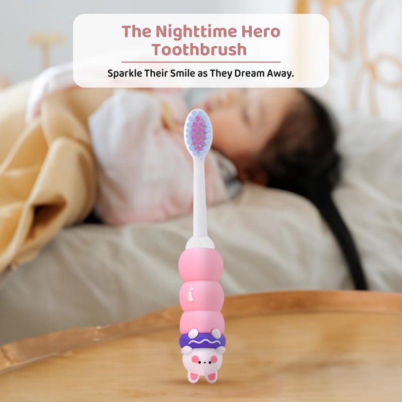 StarAndDaisy Baby Tooth Brush/Manual Toothbrush 1 Year + Kids With Soft And Fluffy 10000 Gentle Bristles, 80 Micron Split-Beam Bristle, Non-Slip Comfortable Dinosaur Handle (Teddy-Green) - Image 3