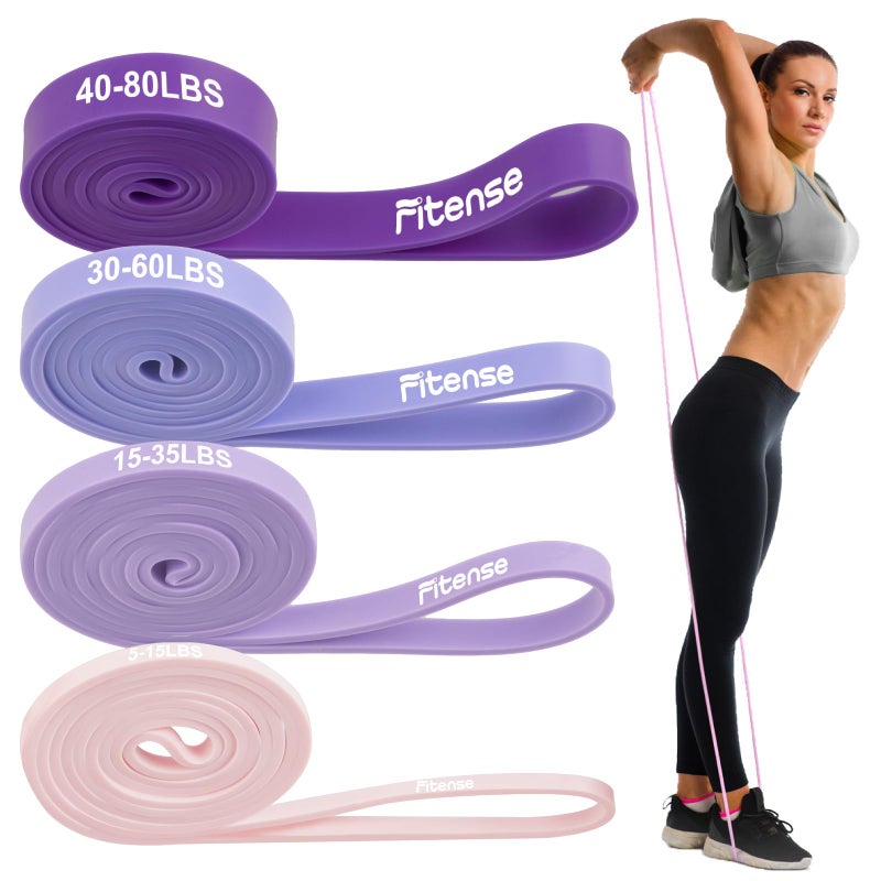 Fitense Pull Up Bands, Fitense 5-80lbs Resistance Bands Set with Door Anchor, Stretching Assist Band, Portable Exercise, Muscle Training, Physical Therapy, Exercise Workout Bands for Working Out for Women - Image 1