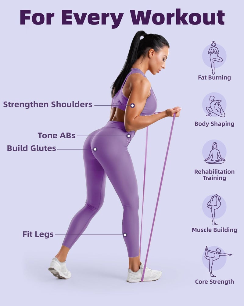Fitense Pull Up Bands, Fitense 5-80lbs Resistance Bands Set with Door Anchor, Stretching Assist Band, Portable Exercise, Muscle Training, Physical Therapy, Exercise Workout Bands for Working Out for Women - Image 3