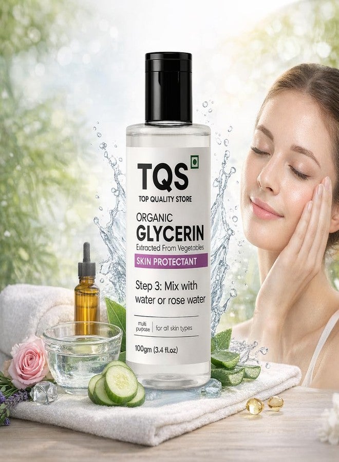 TQS Organic Glycerin Skin Protectant, Extracted from Vegetables, Softens & Moisturizes, All Skin Types, 100gm (3.4 fl.oz) - Image 2