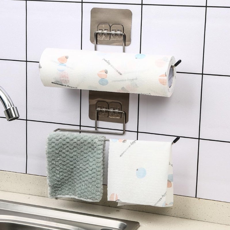 Tactine Paper Towel Holder Stainless Steel Self Adhesive Wall Mount Towel Bar for Kitchen Bathroom Toilet, Tissue Paper Roll Holder, Towel Bar Stand (Pack of 2) - Image 5