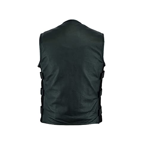 Leatherick Mens Warrior Style Leather Motorcycle Vest for Men with Deep Pockets (S, Black (Split Leather)) - Image 4