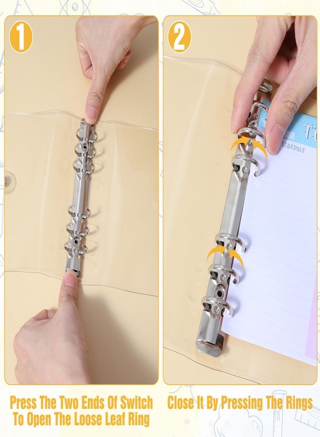 عبوة من 10 مجلدات A6 بست حلقات، مجلد شفاف بست حلقات A6، غلاف PVC ناعم شفاف مع حلقات معدنية، للدفاتر القابلة لإعادة التعبئة، لوازم المدرسة والمكتب والاجتماعات (5.3 × 7.4 بوصة) - Image 5