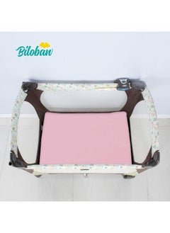 Biloban Biloban Mini Crib Sheets, Pack N Play Sheet Fitted, 2 Pack Portable Playard Sheets, Ultra Soft Microfiber Pack and Play Sheets, White & Pink, Preshrunk  - Image 3
