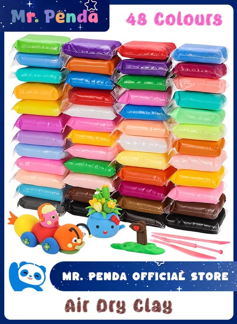 48 Colors Plasticine with 3 Sculpting Tools, Air Dry Clay, Modeling Clay Kit, DIY Plasticine for Children Education - Image 1
