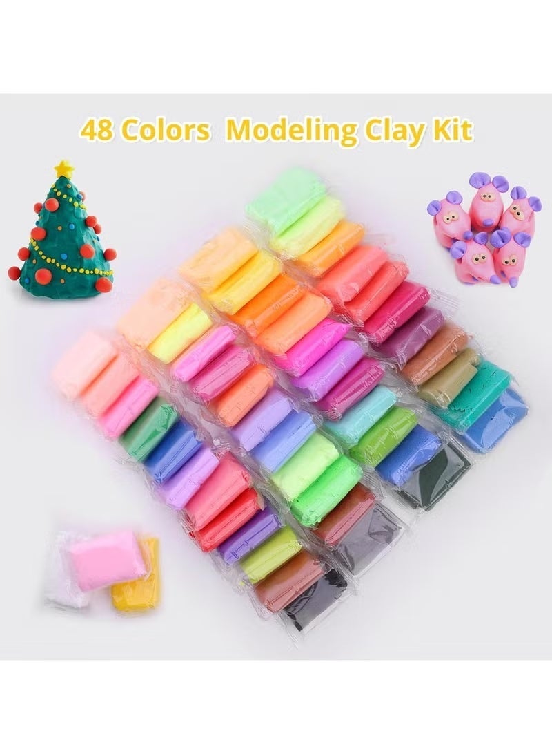 48 Colors Plasticine with 3 Sculpting Tools, Air Dry Clay, Modeling Clay Kit, DIY Plasticine for Children Education - Image 2
