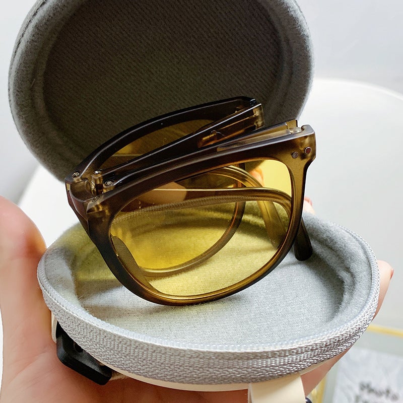 Generic New Polarized Folding Sunglasses Unisex Amber coffee ordinary piece (excluding box) 