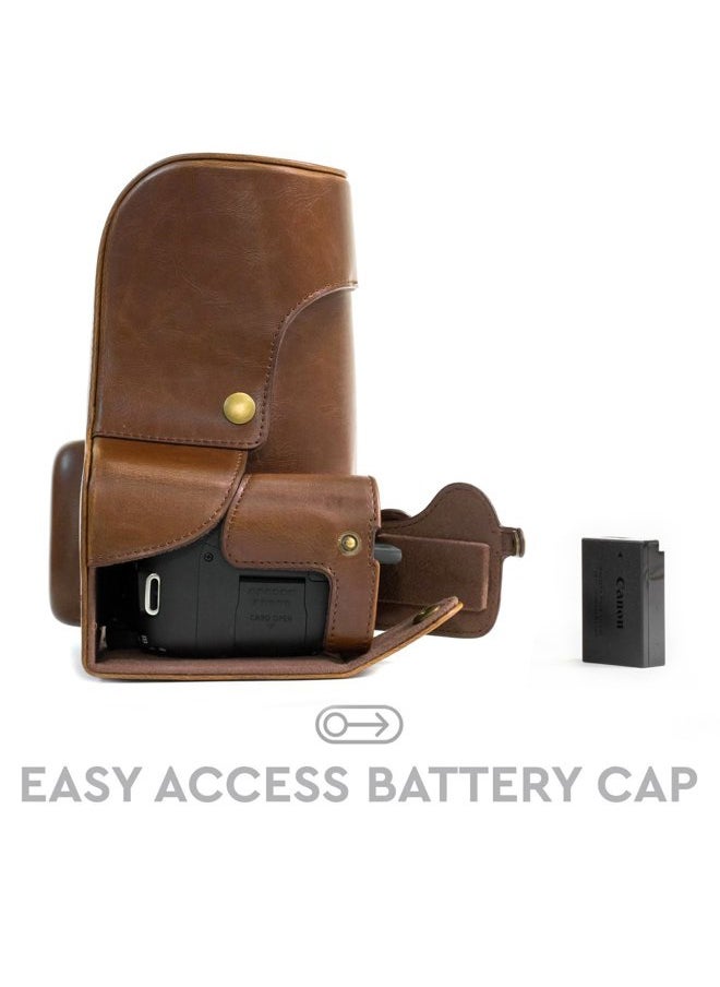 MegaGear Ever Ready Protective Leather Camera Case, Bag for Canon EOS T6i / Canon EOS T6s Camera with 18-200 (750D, 760D) DSLR Camera (Dark Brown) (MG528)  - Image 4