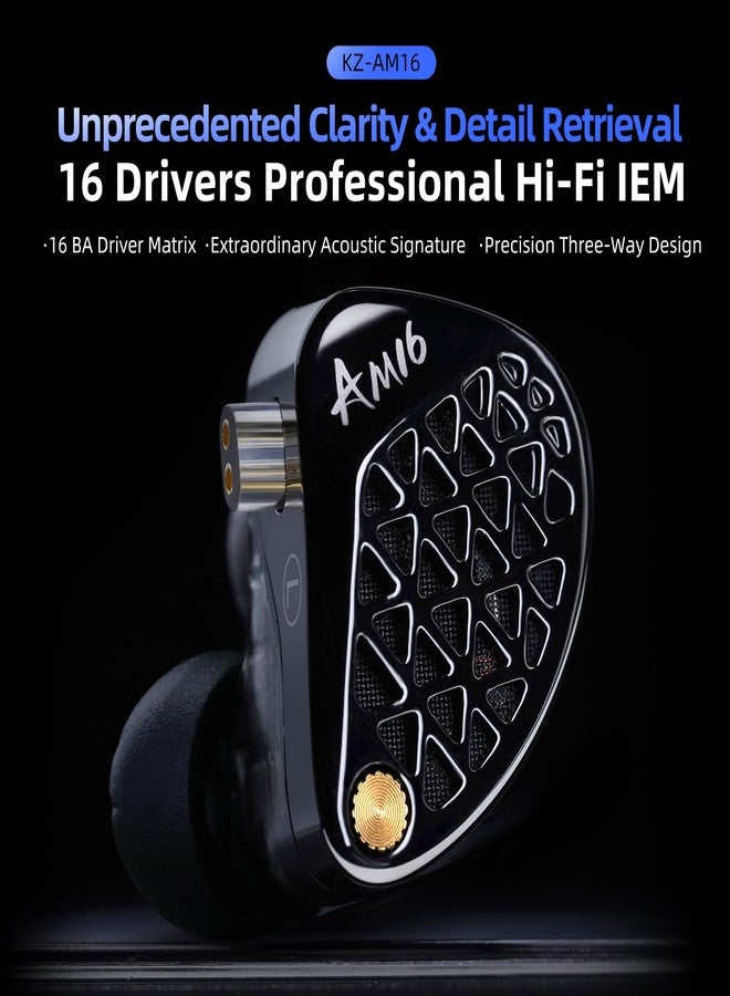 KZ AM16 in Ear Monitor Headphones 16BA Drivers HiFi IEM Earphones High Clarity Gaming Earbuds Clarity in All Frequency Stereo Sound Comfortable Headphones for Musicians (Deep Base, Nomic) - Image 2