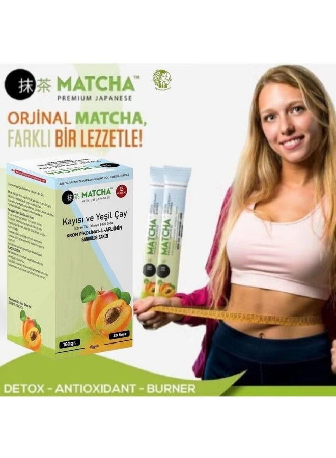 MATCHA Premium Japanese Matcha Green Tea with Apricot – Individual Sachets with Chromium Picolinate & L-Arginine, 20 Sticks, 160 g - Image 4