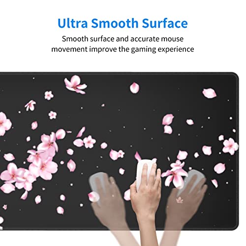 Echoserein Japanese Cherry Blossom Flower Gaming Mouse Pad Large XL Desk Mat Long Extended Pads Big Mousepad for Home Office Decor Accessories 31.5 X 11.8 Inch - Image 5