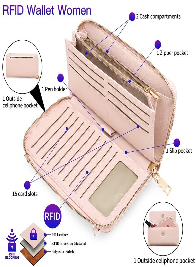 FALAN MULE RFID Womens Wallet Purse Wristlet PU Leather Crossbody Clutch with 2 Straps - Image 5