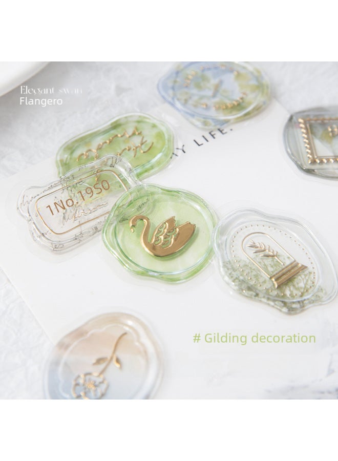 Planwith Gilding Candy Fire Paint Seal Stickers Special-shaped Three-dimensional Epoxy Hand Account Decorative Stickers Envelope Sealing Fire Paint Stickers - Image 3