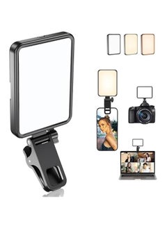 Arabest Portable Rechargeable LED Selfie Light for Phone, Camera, Laptop - Clip-On Phone Light for Pictures, Vlog, Makeup, Video Conference - Long-Lasting Battery - Black  - Image 1