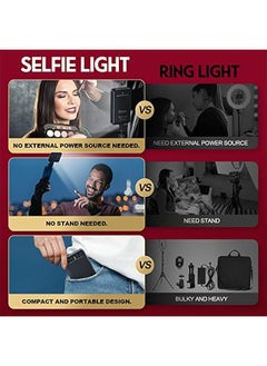 Arabest Portable Rechargeable LED Selfie Light for Phone, Camera, Laptop - Clip-On Phone Light for Pictures, Vlog, Makeup, Video Conference - Long-Lasting Battery - Black  - Image 3