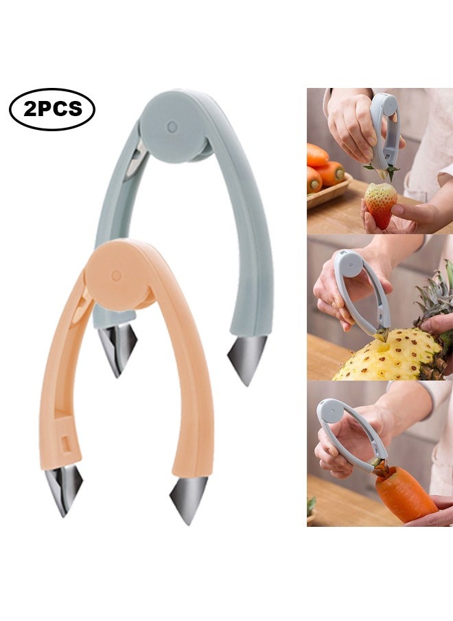 Generic - 2Pcs Strawberry Huller Stem Remover, Potato Corer, Pineapple Corer, Tomato Corer, Fruits and Vegetables Eye Peeler, Stainless Steel Huller, Portable Kitchen Gadget. - Image 1