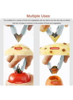 Generic 2Pcs Strawberry Huller Stem Remover, Potato Corer, Pineapple Corer, Tomato Corer, Fruits and Vegetables Eye Peeler, Stainless Steel Huller, Portable Kitchen Gadget.  - Image 3