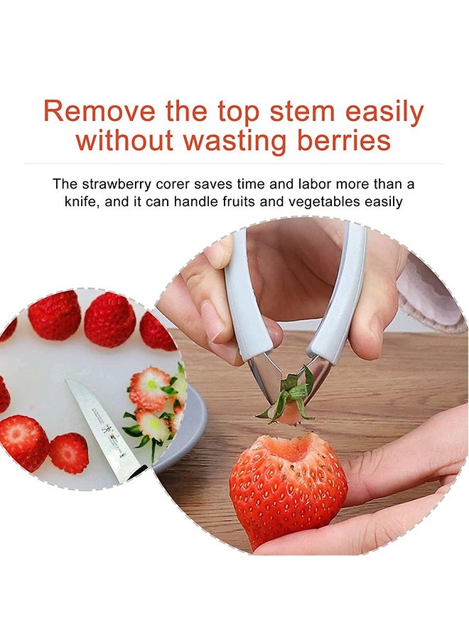 Generic - 2Pcs Strawberry Huller Stem Remover, Potato Corer, Pineapple Corer, Tomato Corer, Fruits and Vegetables Eye Peeler, Stainless Steel Huller, Portable Kitchen Gadget. - Image 1