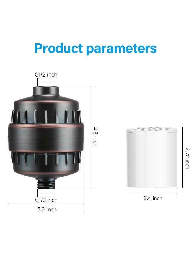 TAYRAN Shower Filter, 15 Stage Shower Head Filter for Hard Water with 2 Cartridges, High Output Shower Water Filter to Remove Chlorine, Fluoride and Other Impurities, Improves Skin Condition, Protects Hair - Image 5