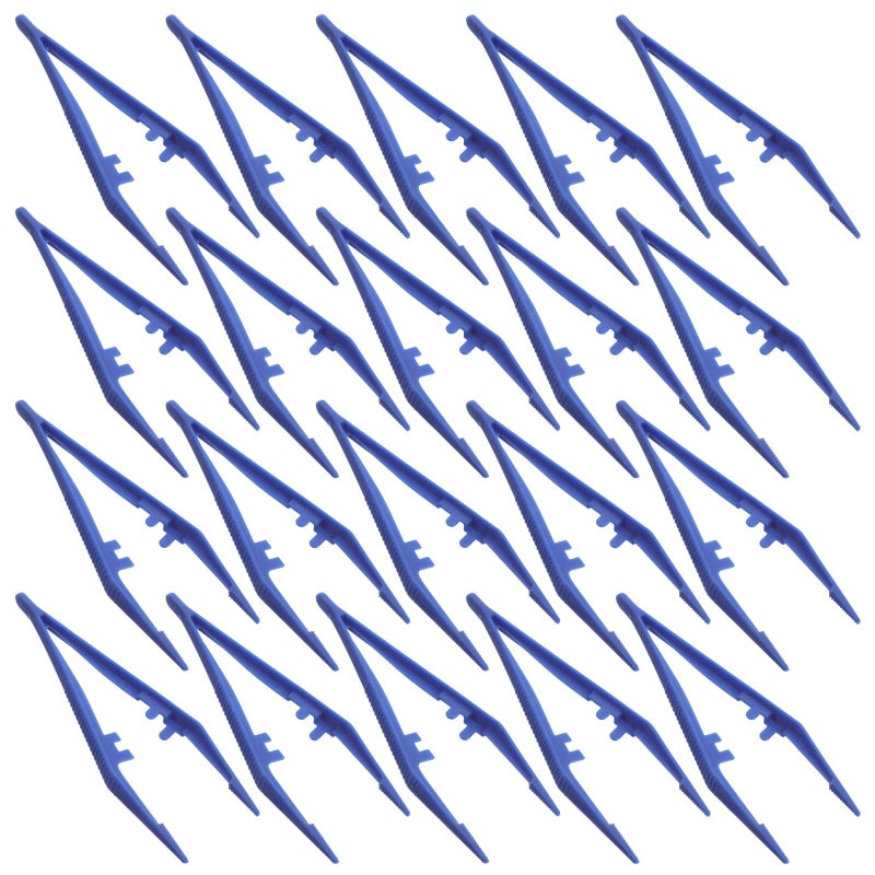 Blue Plastic Tweezers 13cm Serrated Tips for Lab School Craft Beading - Image 2