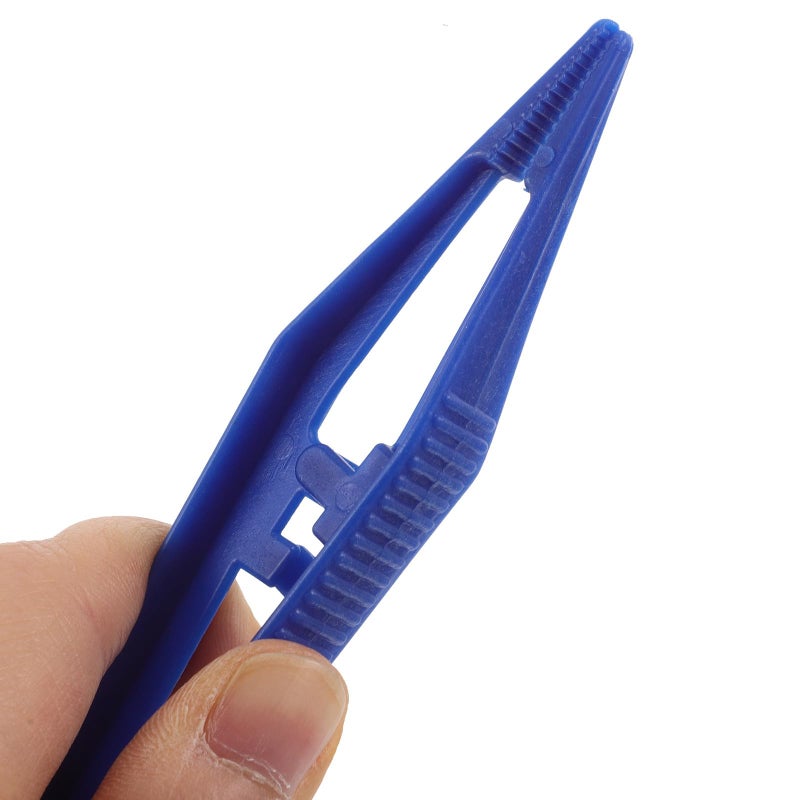 Blue Plastic Tweezers 13cm Serrated Tips for Lab School Craft Beading - Image 5