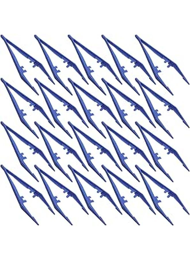 Blue Plastic Tweezers 13cm Serrated Tips for Lab School Craft Beading - Image 1