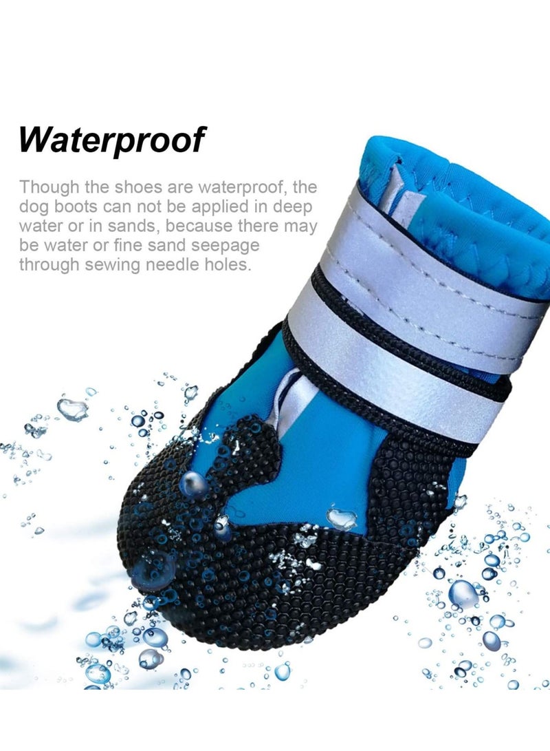 SYOSI Dog Shoes, Dog Boots for Injured Paws Waterproof, Set of 4 Dog Walking Boots Dog Paw Protectors with Adjustable Reflective Straps and Anti Slip Sole for Small Medium Large Dogs Blue - Image 3