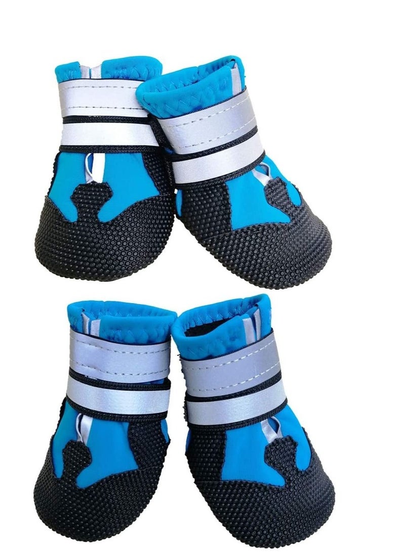 SYOSI Dog Shoes, Dog Boots for Injured Paws Waterproof, Set of 4 Dog Walking Boots Dog Paw Protectors with Adjustable Reflective Straps and Anti Slip Sole for Small Medium Large Dogs Blue - Image 1